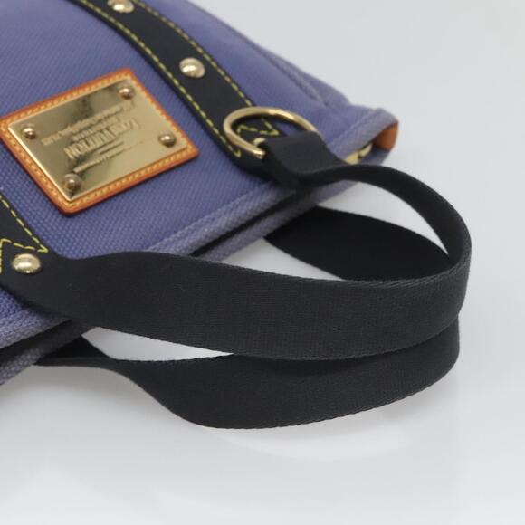 LOUIS VUITTON Antigua Cabas PM Tote Bag Canvas Blue Black M40090 - Picture 7 of 16
